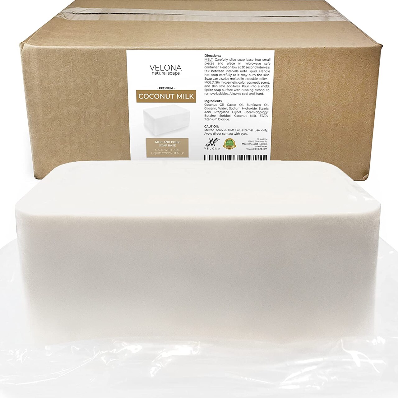 25 LB - Coconut Milk Glycerin Soap Base by Velona | SLS/SLES Free | Melt and Pour | Natural Bar for The Best Result for Soap Making…